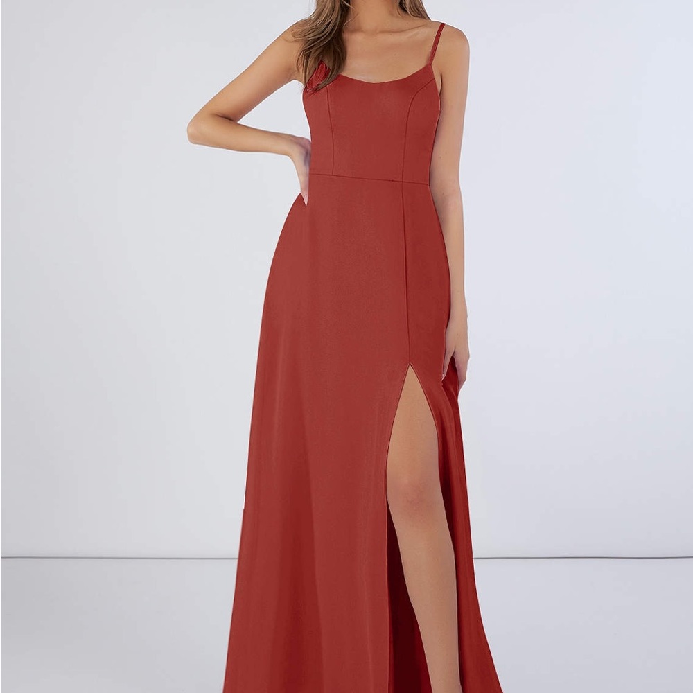 Azazie moira bridesmaid dress in terracotta size A0
